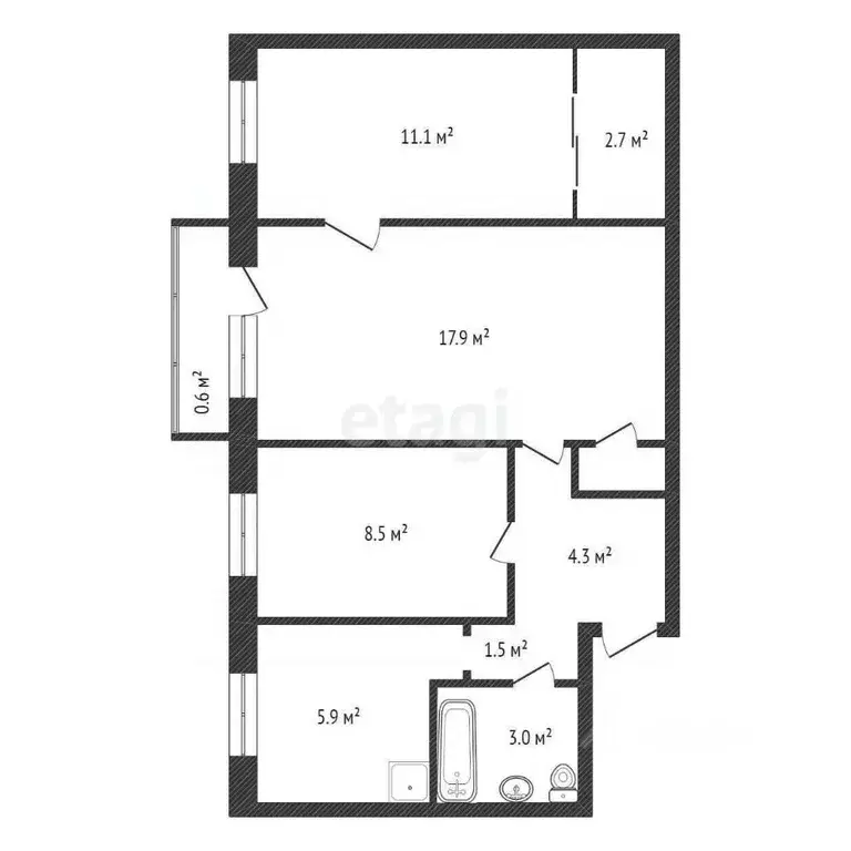 3-к кв. Красноярский край, Красноярск Кольцевая ул., 20 (56.3 м) - Фото 1
