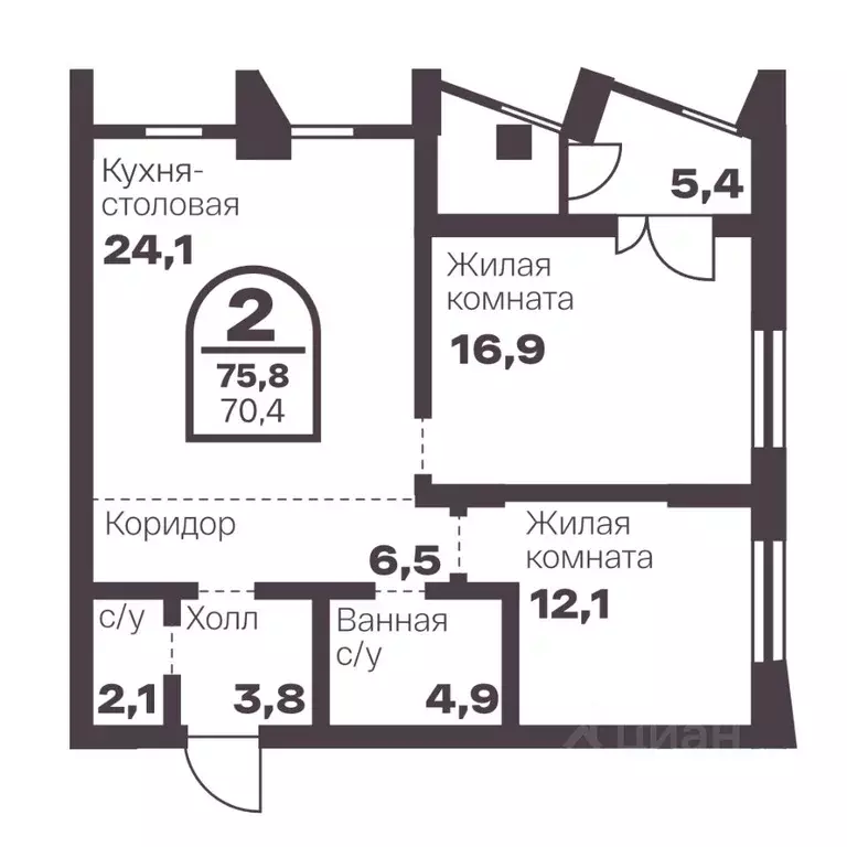 2-к кв. Челябинская область, Челябинск просп. Ленина, 19В (70.4 м) - Фото 0