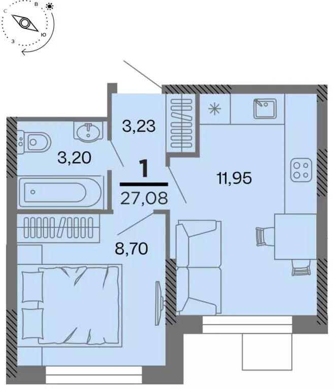 1-комнатная квартира: Рязань, район Мервино, территория Метропарк, ЖК ... - Фото 1