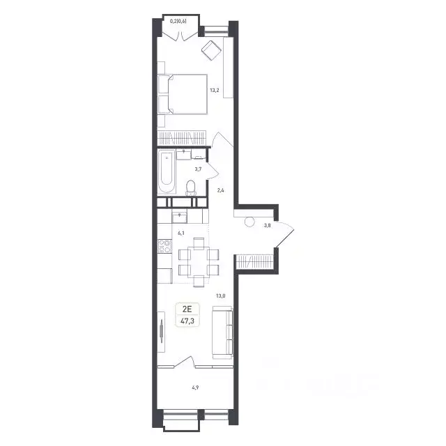 2-к кв. Московская область, Подольск городской округ, д. Борисовка ... - Фото 1