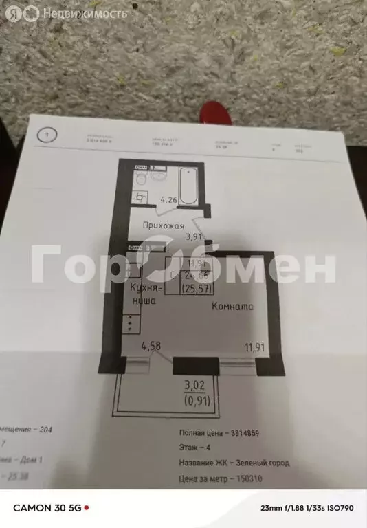 Квартира-студия: деревня Рыбаки, 2-й Восточный проезд, 3 (26 м) - Фото 1