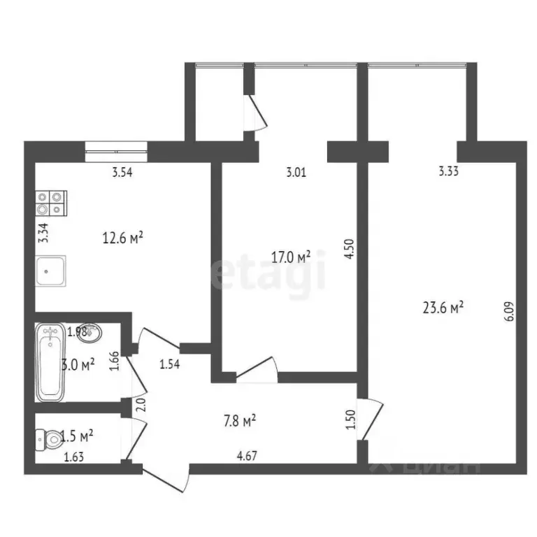 2-к кв. Крым, Евпатория ул. Чапаева, 95 (67.0 м) - Фото 2