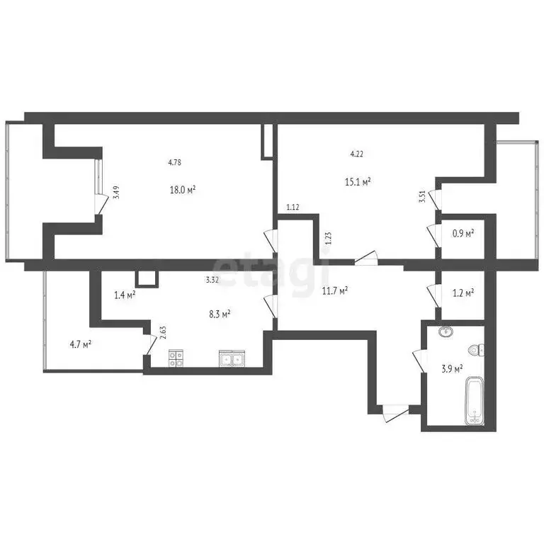 2-комнатная квартира: Севастополь, Тульская улица, 3 (60.5 м) - Фото 0