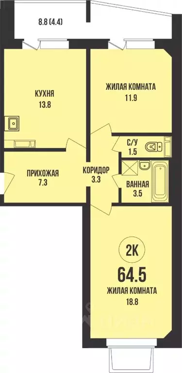 2-к кв. Новосибирская область, Новосибирск Родники мкр, Династия жилой ... - Фото 1