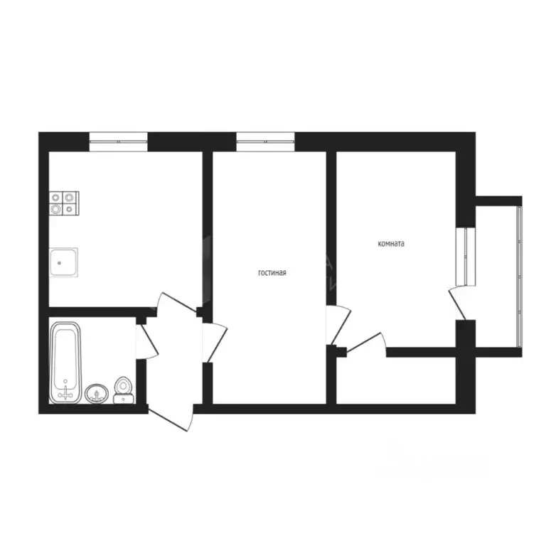 2-к кв. Тюменская область, Тюмень ул. Пермякова, 7а (46.7 м) - Фото 1