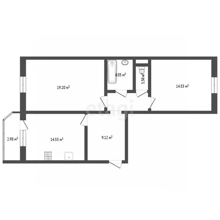 2-к кв. Тюменская область, Тюмень Кремлевская ул., 85 (66.2 м) - Фото 2