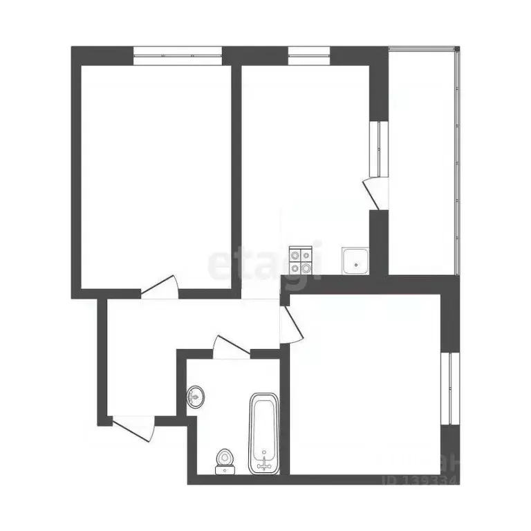 2-к кв. Тюменская область, Тюмень ул. Краснооктябрьская, 14к2 (46.6 м) - Фото 1