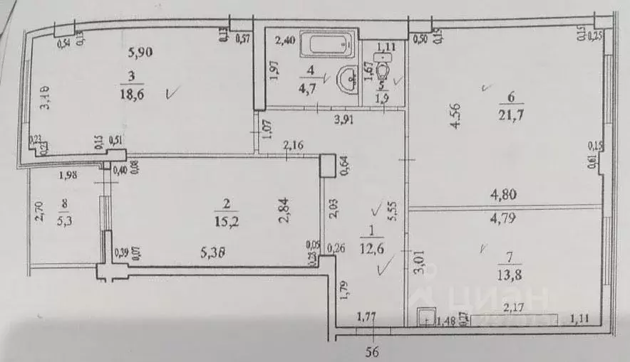 3-к кв. Башкортостан, Уфа ул. Менделеева, 10 (91.2 м) - Фото 2