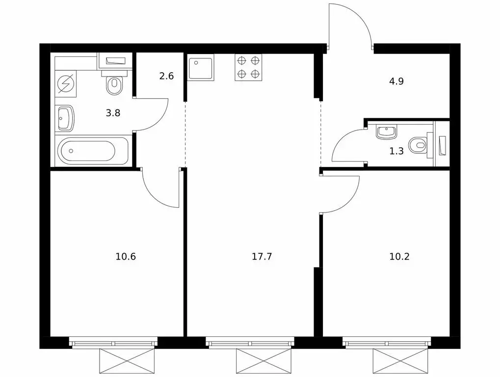 2-комнатная квартира: Котельники, микрорайон Парковый, 1к6 (50.5 м) - Фото 1