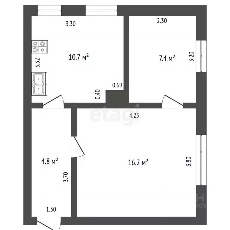 2-к кв. Мордовия, пос. Ромоданово ул. Южная, 11 (56.1 м) - Фото 1
