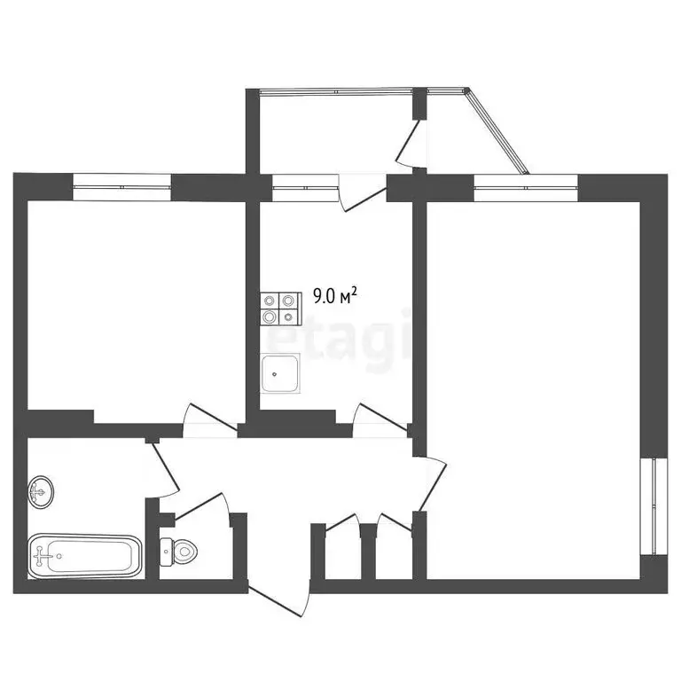 2-комнатная квартира: посёлок Пионерский, улица Бонивура, 8 (52 м) - Фото 0