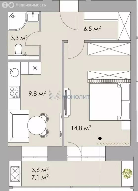 1-комнатная квартира: Киров, Социалистическая улица, 15 (38.9 м) - Фото 1