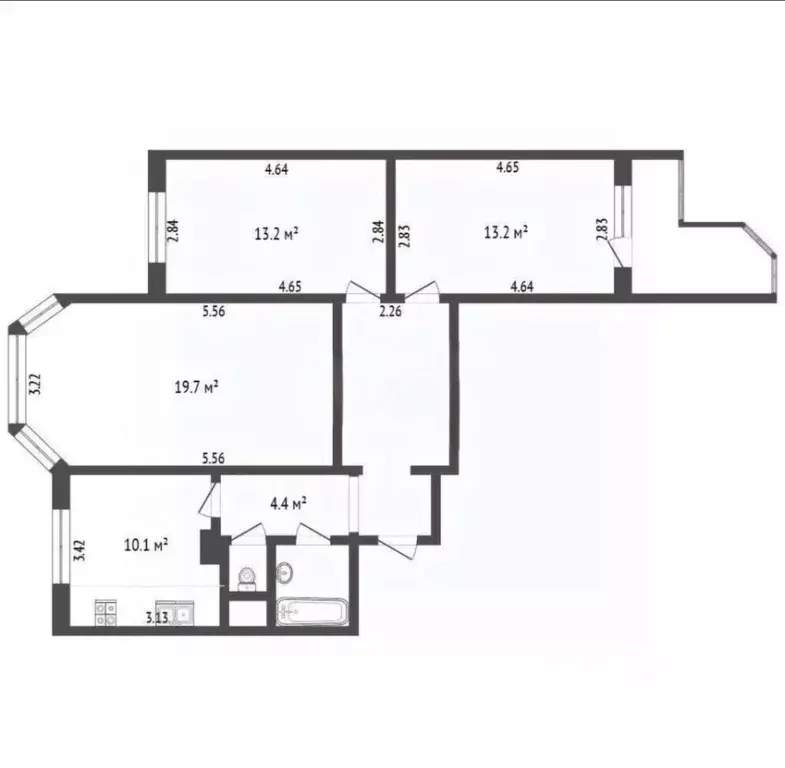 3-к кв. Москва Шереметьевская ул., 37К2 (81.0 м) - Фото 2