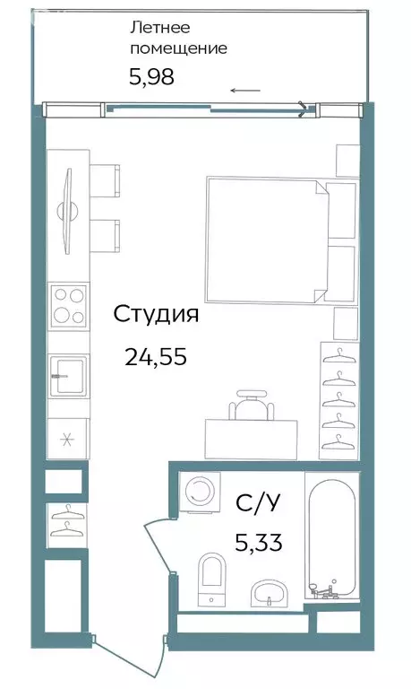 Квартира-студия: Республика Крым, Саки (35.86 м) - Фото 1