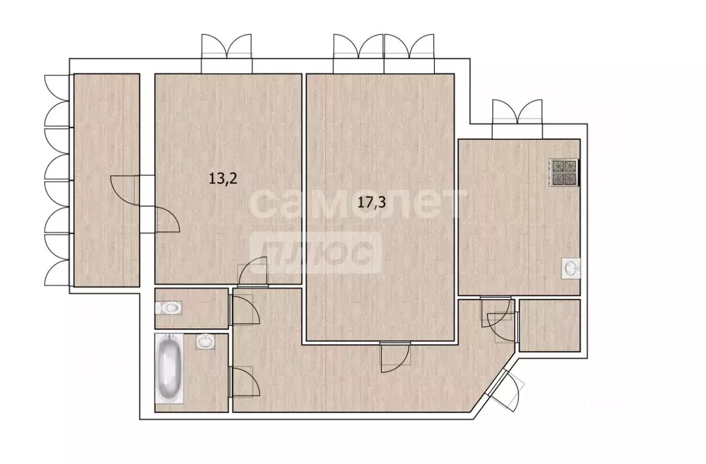 2-к кв. Тюменская область, Тюмень Ставропольская ул., 11 (53.0 м) - Фото 2