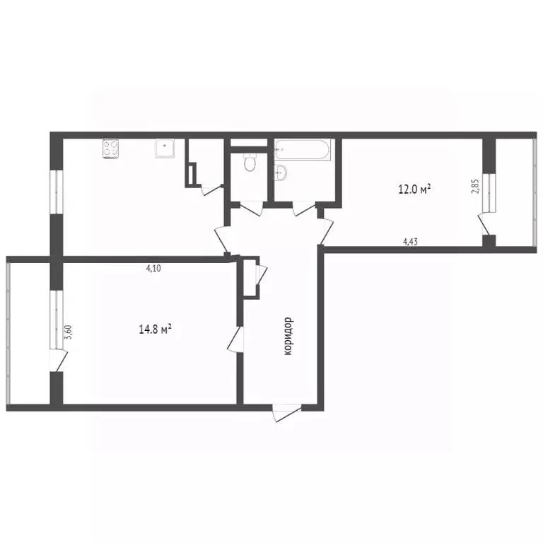 2-к кв. Ханты-Мансийский АО, Сургут ул. Крылова, 25 (46.9 м) - Фото 1