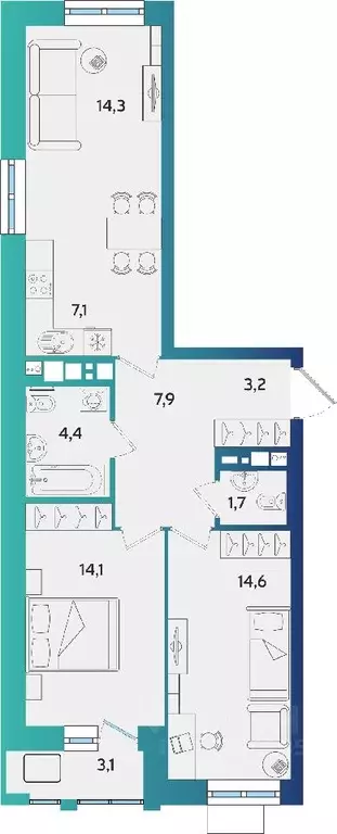 3-к кв. Удмуртия, Ижевск ул. Архитектора П.П. Берша, 44 (68.9 м) - Фото 0