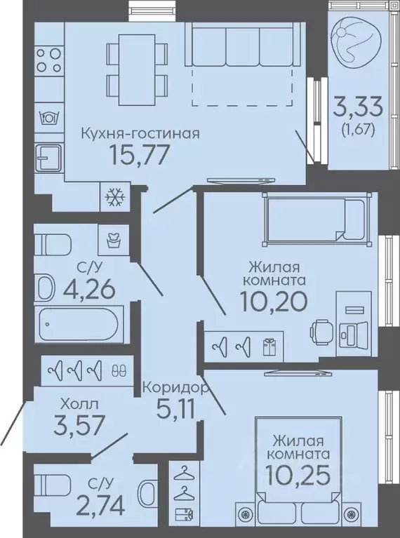 2-к кв. Свердловская область, Екатеринбург Новокольцовский мкр, ... - Фото 0