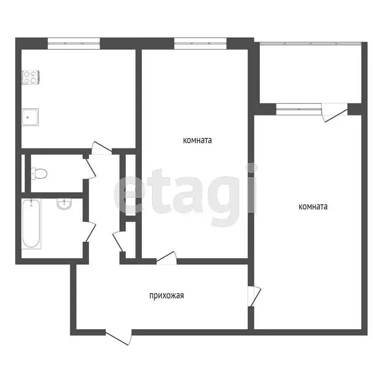 2-комнатная квартира: Новый Уренгой, улица 26-го съезда КПСС, 12 (41.8 ... - Фото 1
