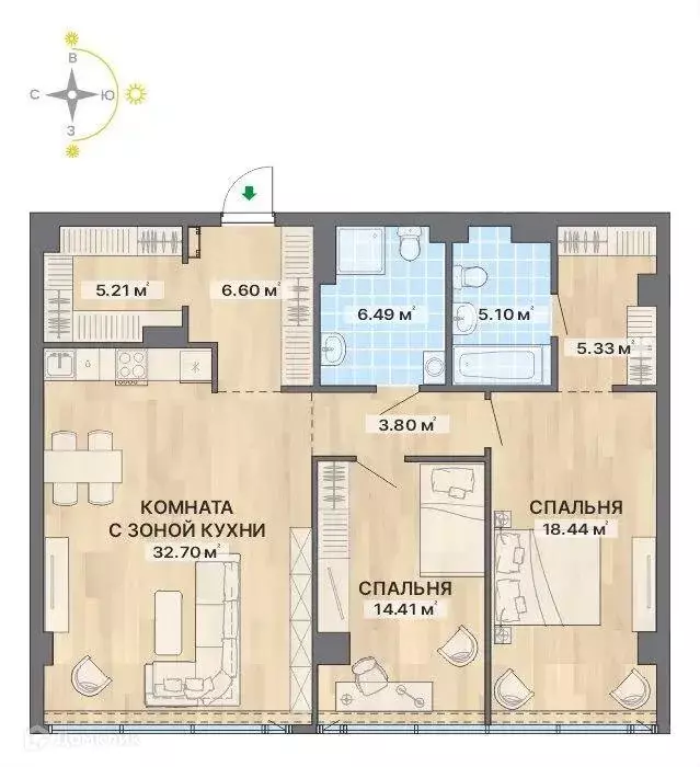 Продаётся 2-к квартира, 98.1 м - Фото 1