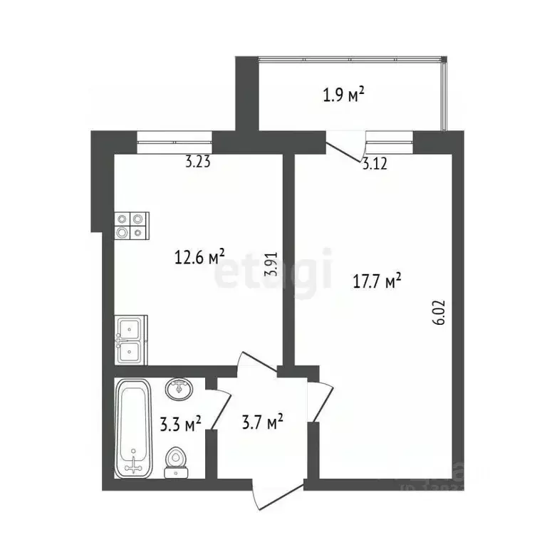 1-к кв. Тюменская область, Тюмень Широтная ул., 126к3 (39.2 м) - Фото 1