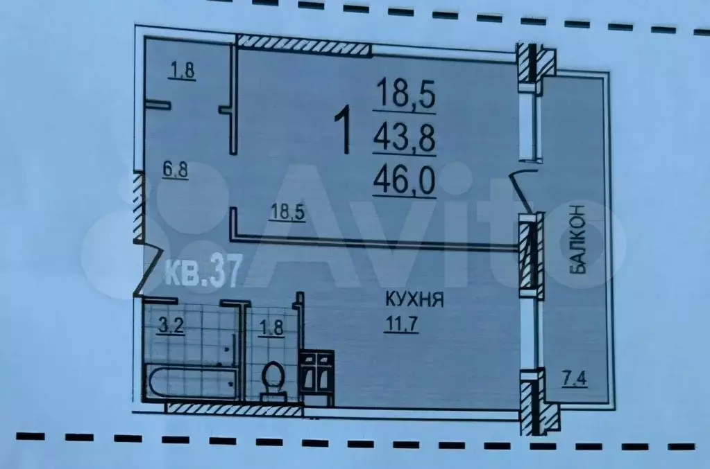 1-к. квартира, 46 м, 6/17 эт. - Фото 0