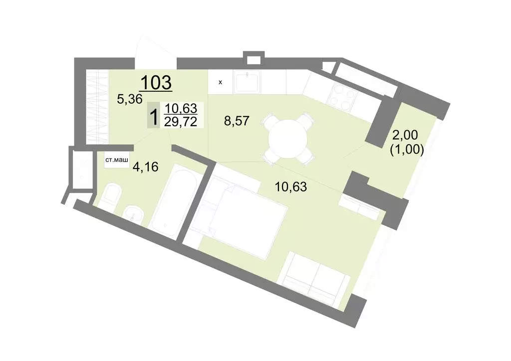 Квартира-студия: Екатеринбург, Тенистая улица, 8с5 (29.72 м) - Фото 0