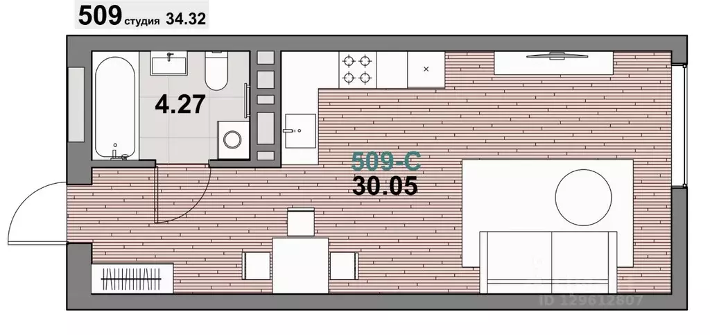 1-к кв. Калининградская область, Зеленоградск ул. Гагарина (34.32 м) - Фото 1