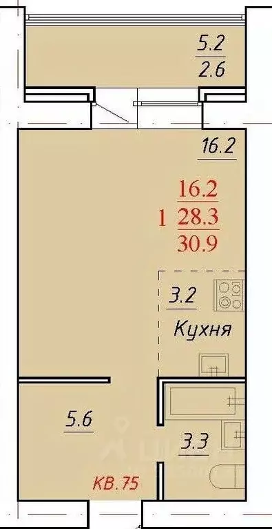 1-к кв. Алтайский край, Новоалтайск Индустриальная ул., 18 (30.9 м) - Фото 0