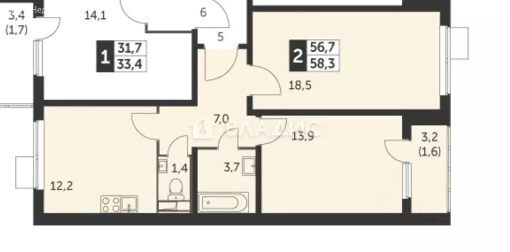 2-комнатная квартира: Люберцы, Рождественская улица, 4 (58.3 м) - Фото 1