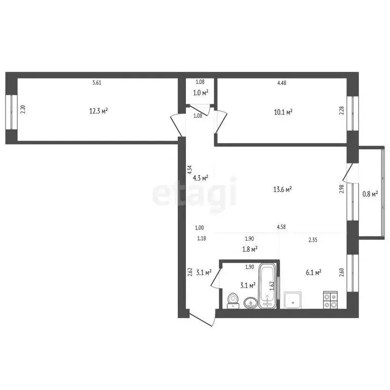 2-комнатная квартира: Калининград, улица Генерала Соммера, 22 (55.4 м) - Фото 0