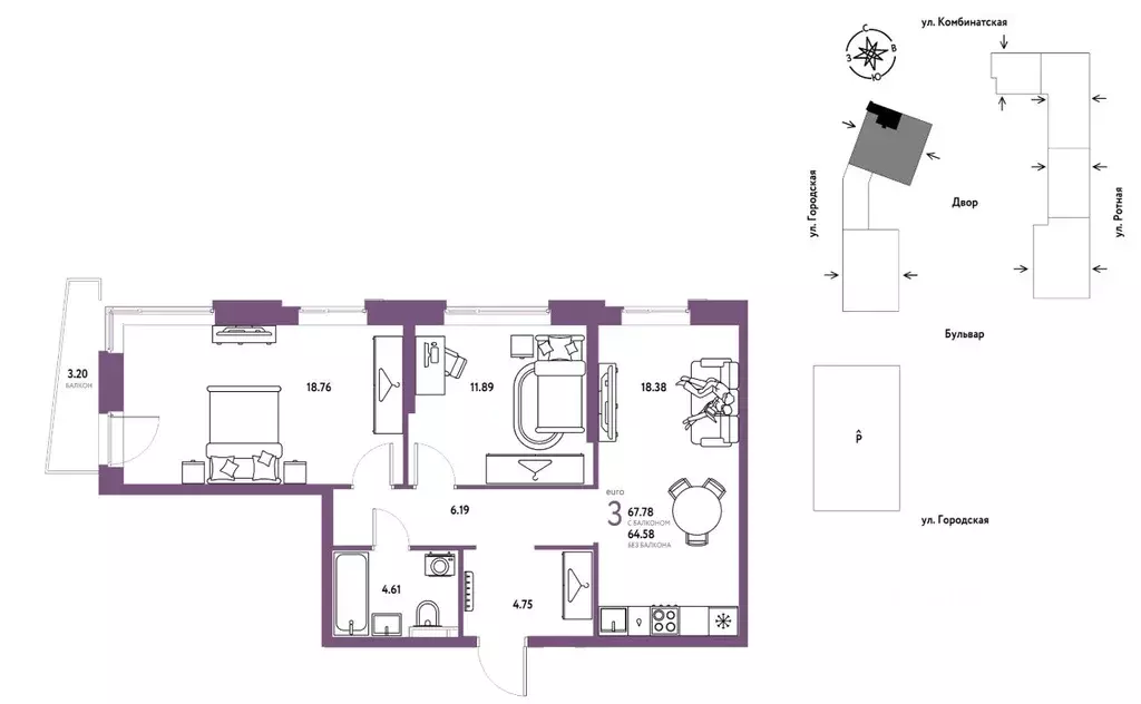 3-к кв. Свердловская область, Екатеринбург муниципальное образование, ... - Фото 1