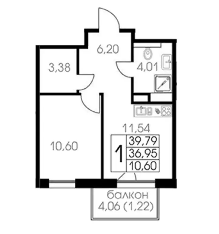 1-комнатная квартира: городской посёлок Рощино, ЖК Резиденция Рощино, ... - Фото 1