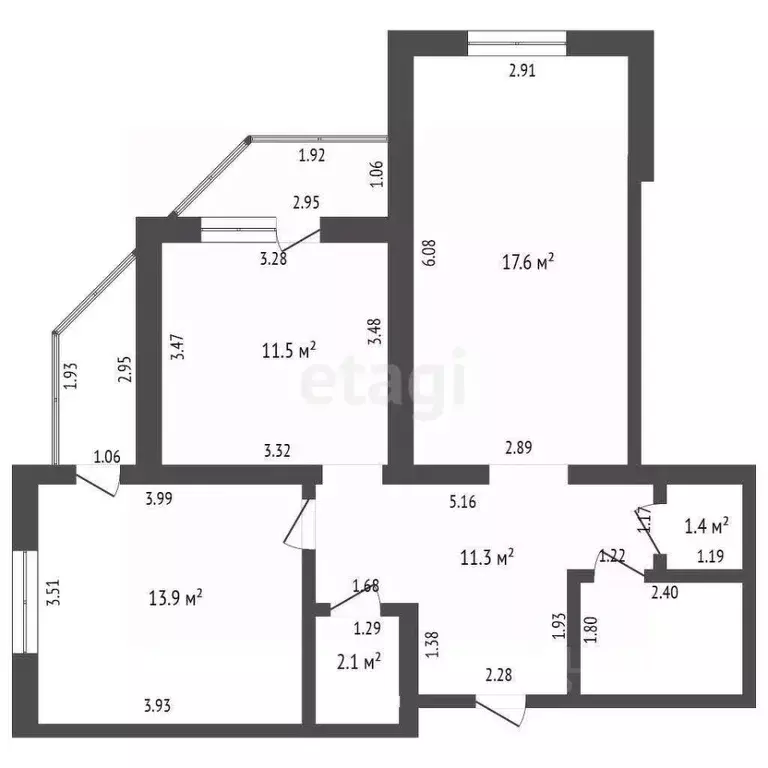 2-к кв. Тамбовская область, Тамбов Магистральная ул., 35Б (62.1 м) - Фото 2