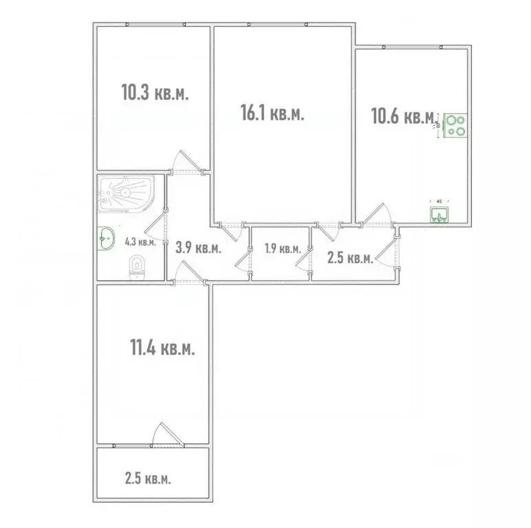 3-к кв. Омская область, Омск ул. Дианова, 7 (61.0 м) - Фото 2