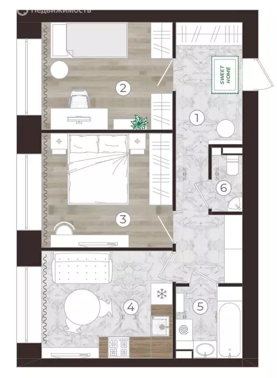 2-комнатная квартира: Новокузнецк, улица Кузнецова, 31 (51 м) - Фото 2