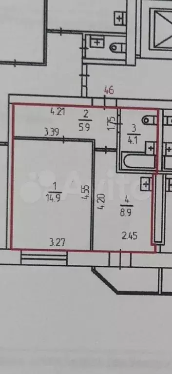 1-к. квартира, 33,8 м, 8/9 эт. - Фото 0