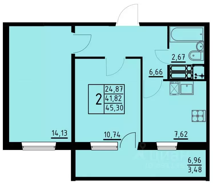 2-к кв. Пермский край, Пермь ул. Танцорова, 96 (45.3 м) - Фото 1