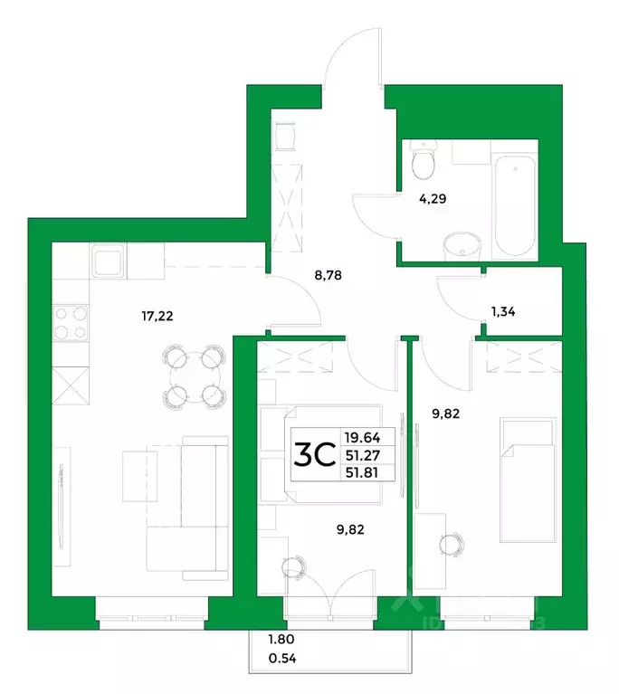 2-к кв. Башкортостан, Уфимский район, Зубовский сельсовет, с. Зубово ... - Фото 1