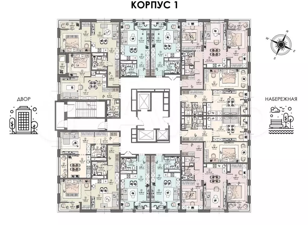 1-к. квартира, 44,9 м, 17/23 эт. - Фото 1