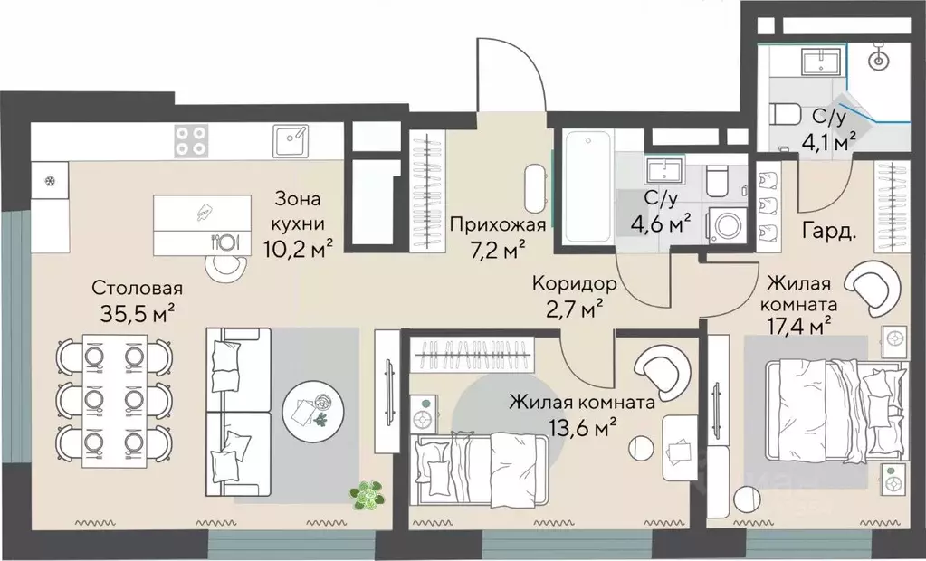 2-к кв. Свердловская область, Екатеринбург Парковый мкр, Никольский ... - Фото 1