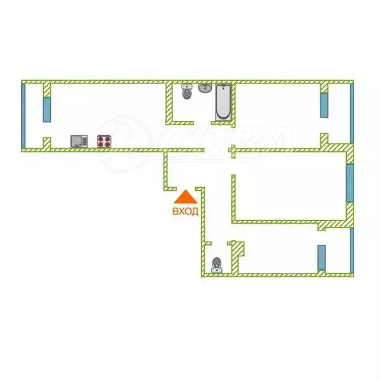 3-комнатная квартира: Тюмень, улица 50 лет Октября, 57А (79 м) - Фото 2