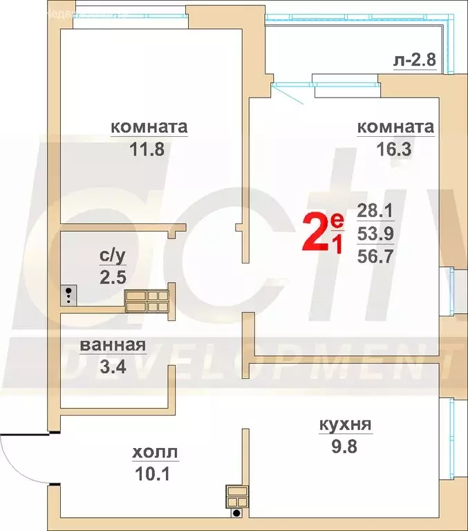 2-комнатная квартира: Екатеринбург, Военная улица, 18 (56.7 м) - Фото 0
