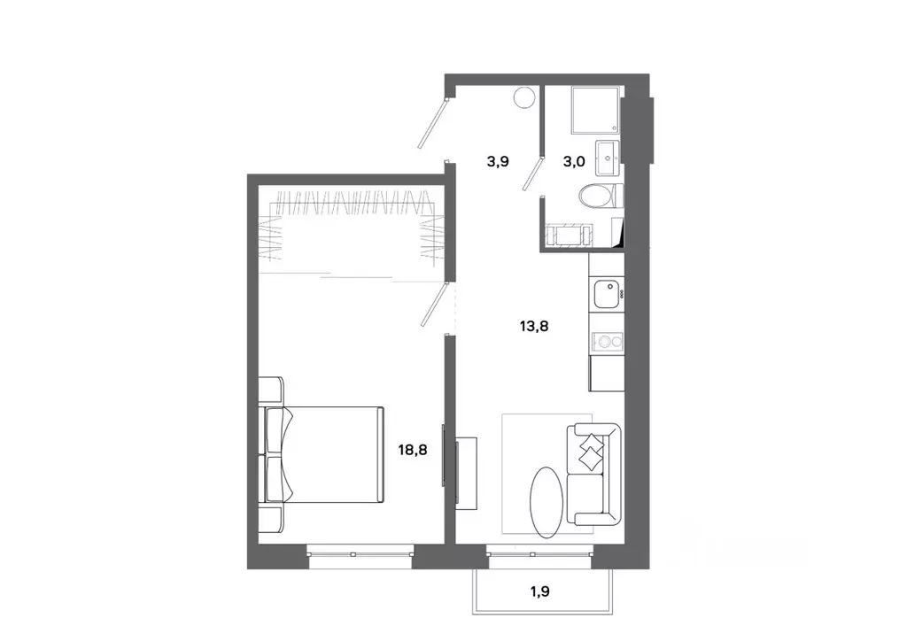 1-к кв. Ханты-Мансийский АО, Сургут 30А мкр,  (39.5 м) - Фото 0