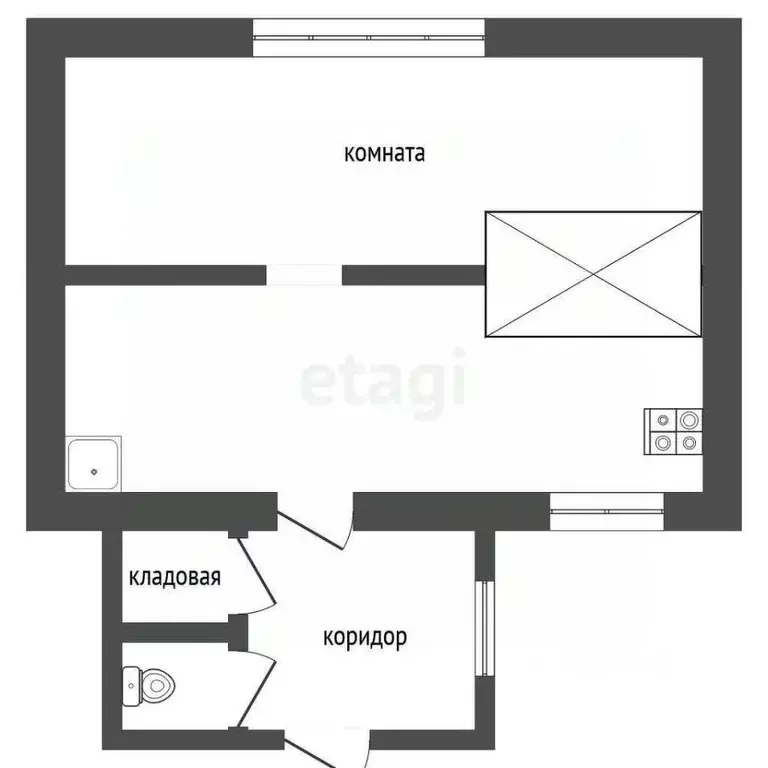 1-к кв. Вологодская область, Великоустюгский муниципальный округ, д. ... - Фото 2