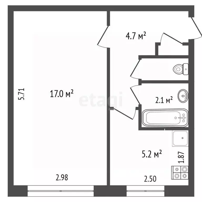 1-к кв. Архангельская область, Новодвинск ул. Мира, 5 (30.5 м) - Фото 1