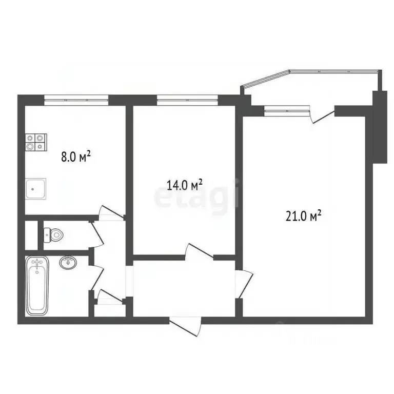 2-к кв. Крым, Феодосия ул. Федько, 47А (50.0 м) - Фото 1