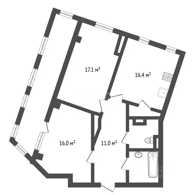 2-к кв. Воронежская область, Воронеж ул. Ворошилова, 1/6 (70.4 м) - Фото 2