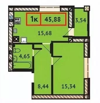 1-к кв. Ивановская область, Иваново Ивановская ул. (45.88 м) - Фото 0