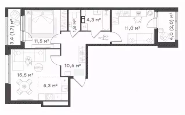 2-к кв. Ярославская область, Ярославль Тутаевское ш., 93Б (63.7 м) - Фото 1